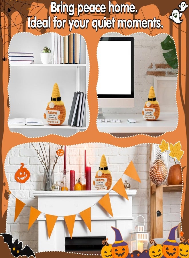 Frabaca Pumpkin Gnome Crochet with Halloween Witch Hat and Inspirational Message 'Autumn is God’s Beautiful Change' for Autumn Fall Season Harvest Thanksgiving Gift, Holiday Ornaments Home Table Decor - Image 4